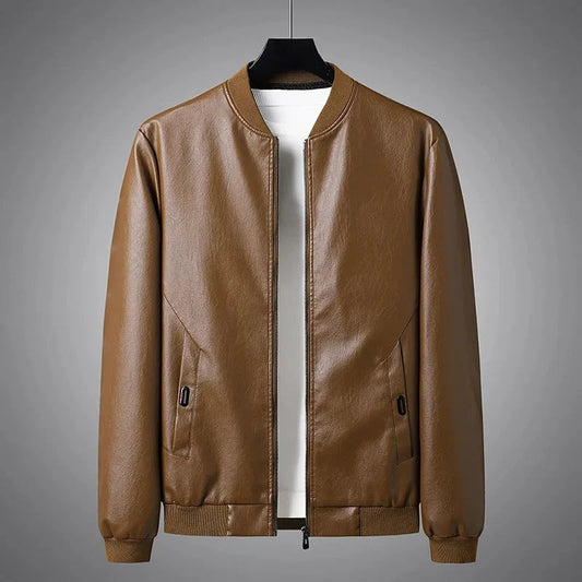 Davenport Noir Leather Bomber Jacket