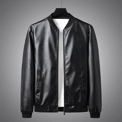 Davenport Noir Leather Bomber Jacket